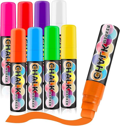 Window Chalk Markers for Cars Glass Washable, 8 Colors Jumbo Liquid Chalk by Celepen