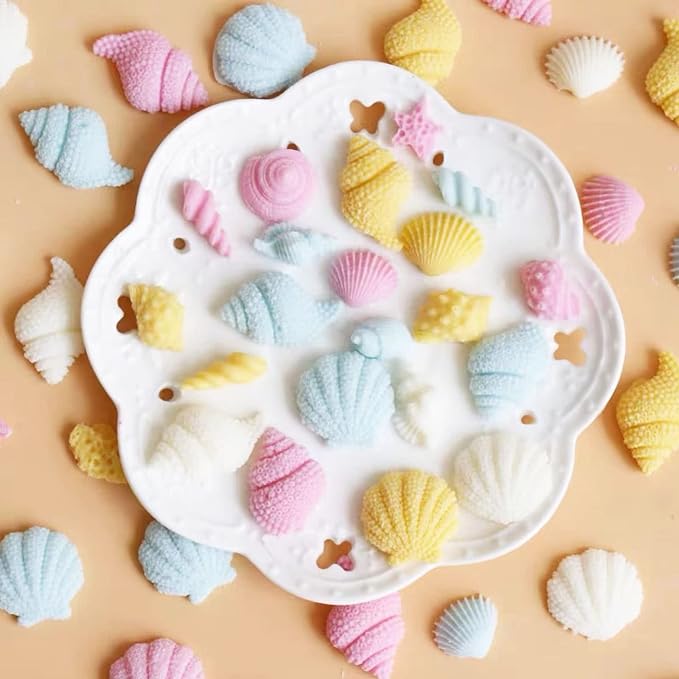 4 PCS Marine Theme Cake Fondant Silicone Mold Seashell Conch Starfish Baking - Image 4