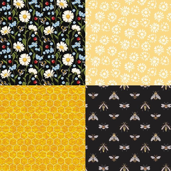 Honey Bee Pattern Paper Pack Yellow Black And Gray 24 Sheets Decorative - Image 4