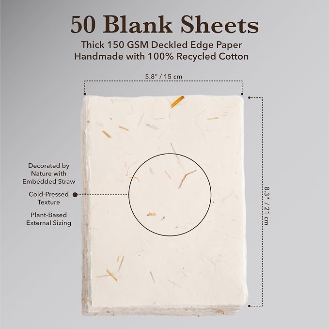 Wanderings Cream A5 Handmade Deckled Edge Cotton Paper - Image 4