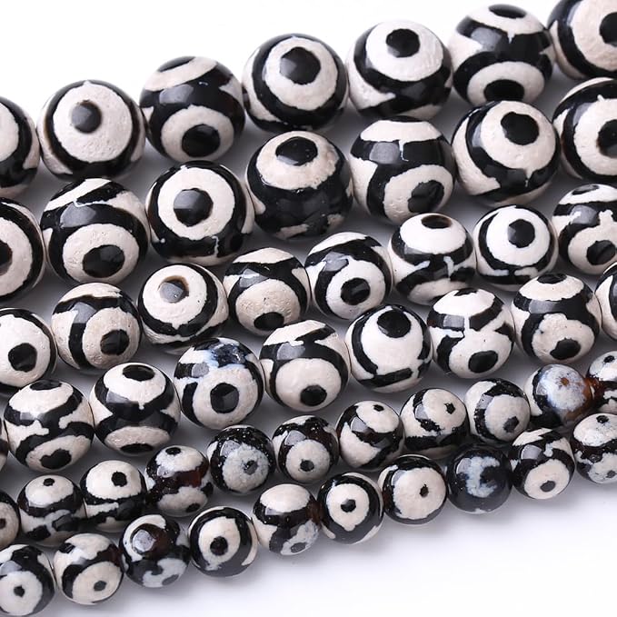 60PCS 6MM Natural Tibetan Stone Beads Round Loose Stone Beads by JIANJING