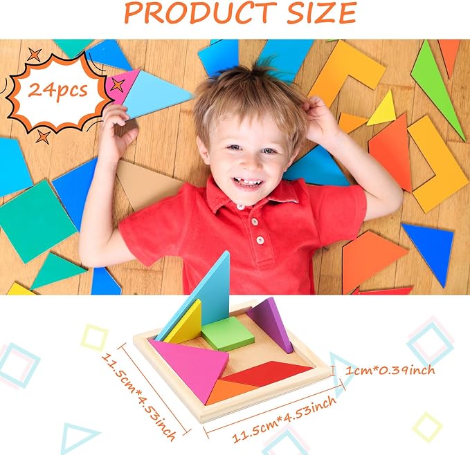 Syhood 24 Pieces Tangrams Puzzles - Image 2