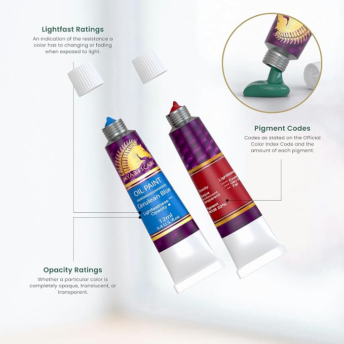 MyArtscape Oil Paint Set - 12ml x 24 Tubes - Lightfast - Heavy Body - Oil-based - Image 6