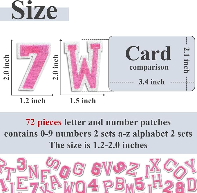 Letter and Number Iron On Patches, A-Z Alphabet and Numbers 0-9 Embroidery - Image 2