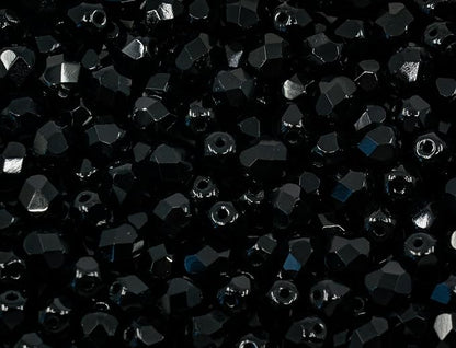 50 pcs Faceted Fire Polished Pressed Czech Glass Beads 6mm, 23980 Jet Black - Image 3