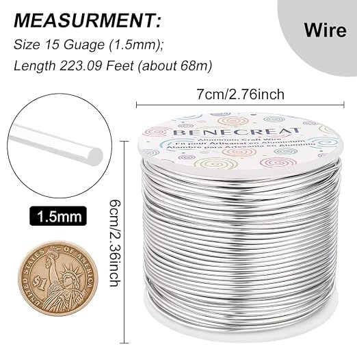 BENECREAT 15 Gauge 220Feet Soft Aluminum Wire Anodized Jewelry Craft Making - Image 2