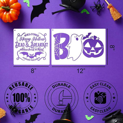 Halloween Stencils for Painting on Wood 12”x8” Large Halloween Stencil Boo - Image 2