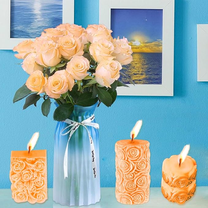 3PCS Rose Molds Silicone Candle Molds, Acxydm Valentine's Day Large Pillar - Image 4