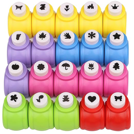 Craft Punches 20pcs, Katfort Hole Punch Shapes 20 Patterns, Craft Hole Punch by Katfort