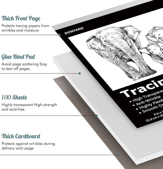 Tracing Paper 9"x12", 100 Sheets Transparent Vellum Paper - Image 3