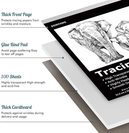 Tracing Paper 9"x12", 100 Sheets Transparent Vellum Paper - Image 3