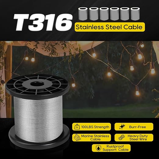 316 Stainless Steel Cable, 200FT 1/32IN Wire Rope 7 * 7 Strand - Image 4