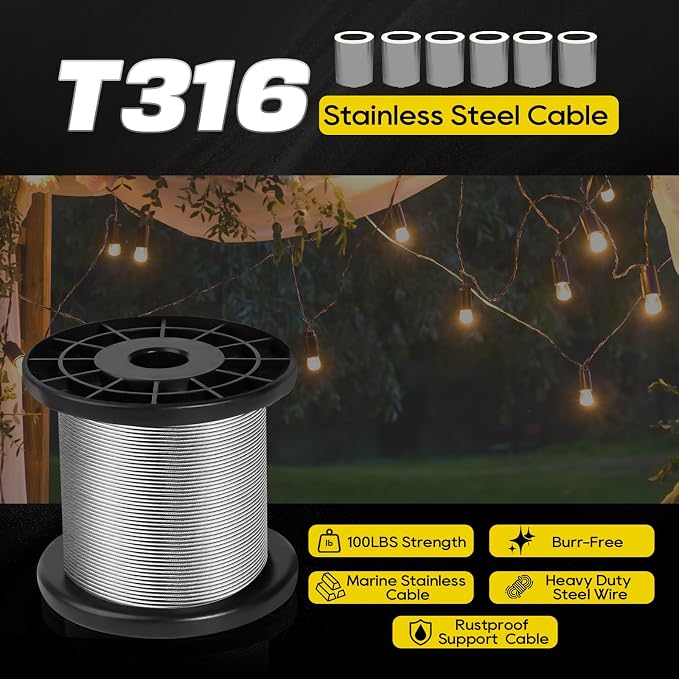 316 Stainless Steel Cable, 400FT 1/32IN Wire Rope 7 * 7 Strand - Image 2