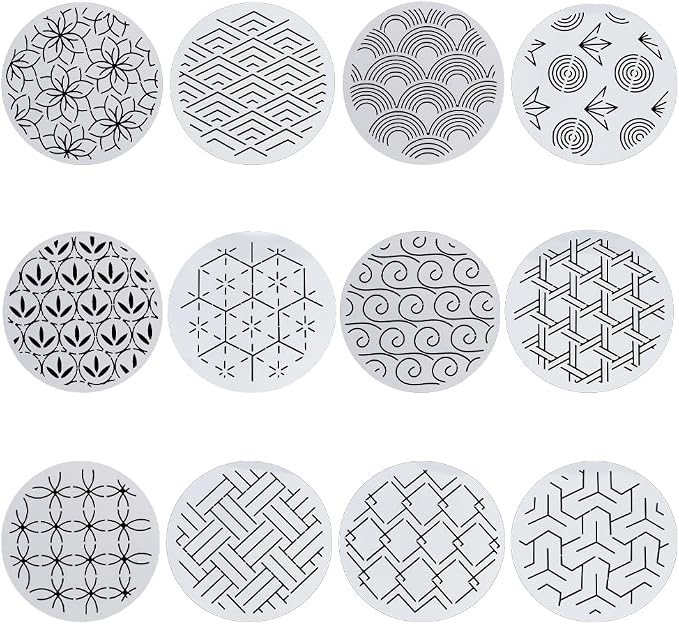 FREEBLOSS 12Pcs Sashiko Stencils Sashiko PET Template Drawing Line Template by FreeandCreativeCraftsArt