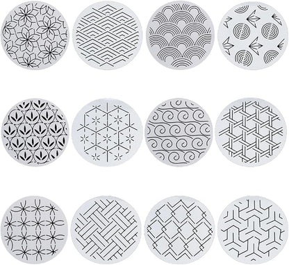 FREEBLOSS 12Pcs Sashiko Stencils Sashiko PET Template Drawing Line Template by FreeandCreativeCraftsArt