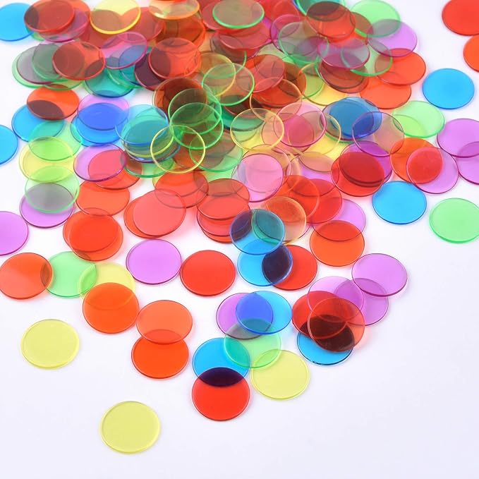Coopay 300 Pieces Counters Counting Chips Plastic Markers Mixed Transparent - Image 2
