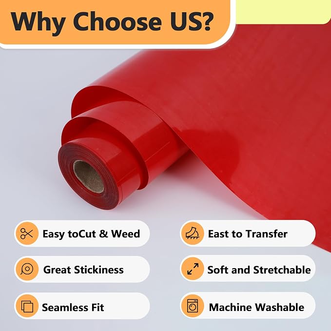 RENLITONG Matte Red Iron on Vinyl Roll - Image 3