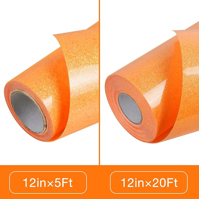 TORC Orange Glitter HTV Heat Transfer Vinyl Roll 12 inch x 20 ft Iron on Vinyl - Image 3