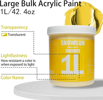 SNOWSUN Lemon Yellow Acrylic Paint, Large Bulk Heavy Body Acrylic Paint - Image 3