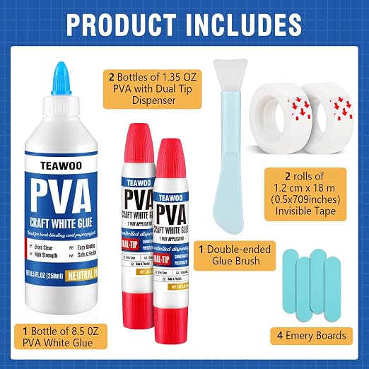 Book Repair & Binding Glue Kit – 8.5 Oz + 2×1.35 Oz Acid-Free PVA Adhesive – - Image 2