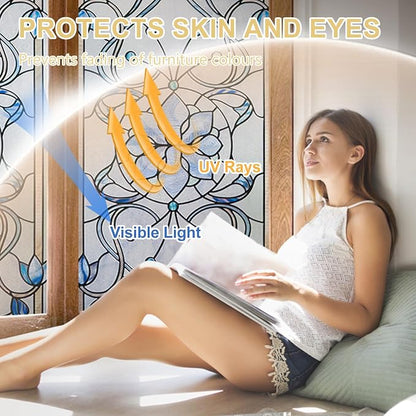 3D Stained Glass Window Privacy Film, Heat Control UV Blocking Static Cling - Image 3