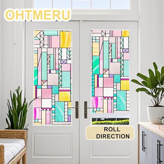 3D Stained Glass Window Privacy Film, Heat Control UV Blocking Static Cling - Image 4