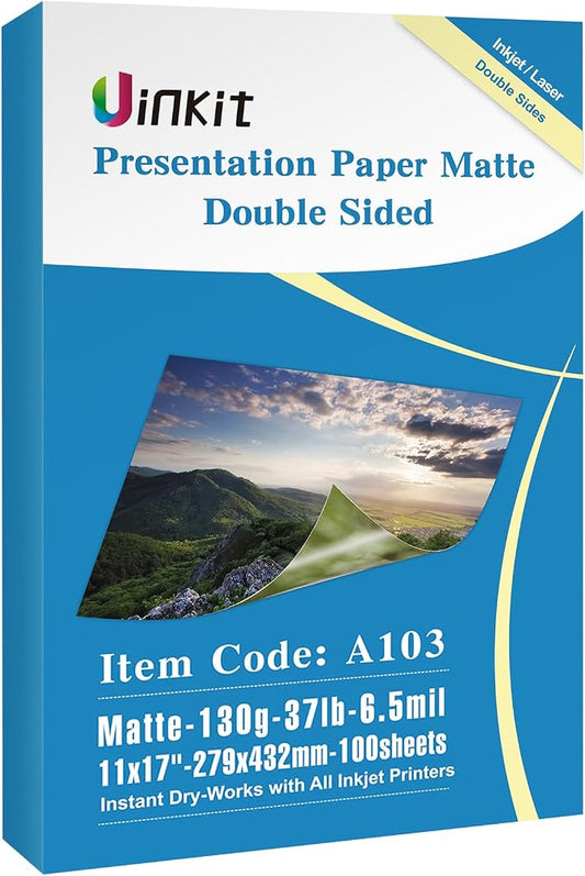 Uinkit Brochure Paper Glossy Double Sided 8.5x11 Inkjet 37lb 140gsm Dye ink by UinkitPrintingMedia