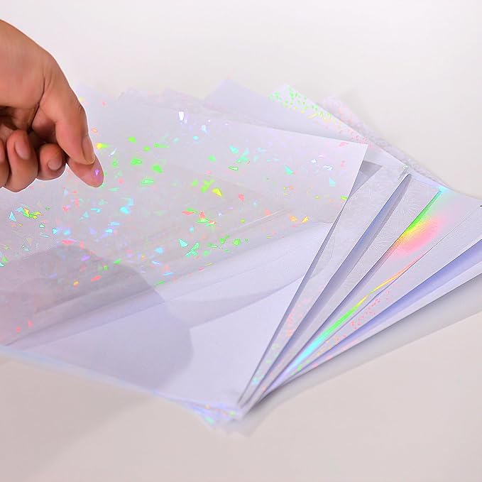 36 Sheets Holographic Sticker Paper, Transparent Overlay Lamination Sticker - Image 6
