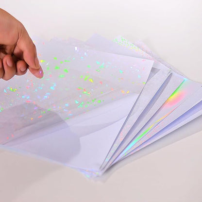 36 Sheets Holographic Sticker Paper, Transparent Overlay Lamination Sticker - Image 6