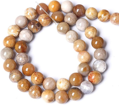 60pcs 6mm Natural Coral Jade Chrysanthemum Stone Beads Round Loose Beads - Image 4