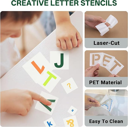 WISYOK 3 Inch 36 Pcs Letter Stencils and Numbers, Reusable Plastic Alphabet Art - Image 5