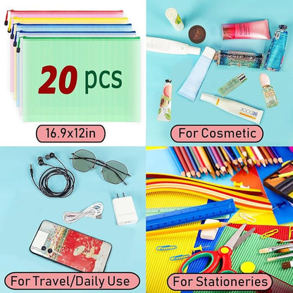AUSTARK 20 Pcs Zipper File Bags, Plastic Mesh Pouch, Board Game Storage - Image 8