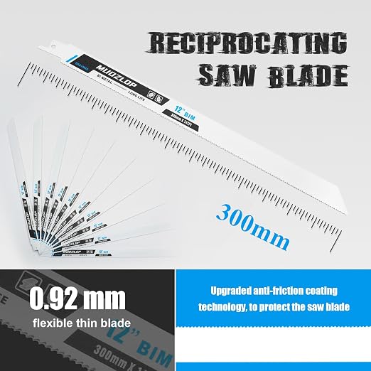 10 Pack 12 inch Reciprocating Saw Blades Set, 14TPI High Carbon Saw Blades - Image 2