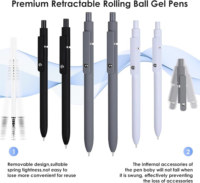 12PCS Gel Pens Black Ink Fine Point Pens - Image 4