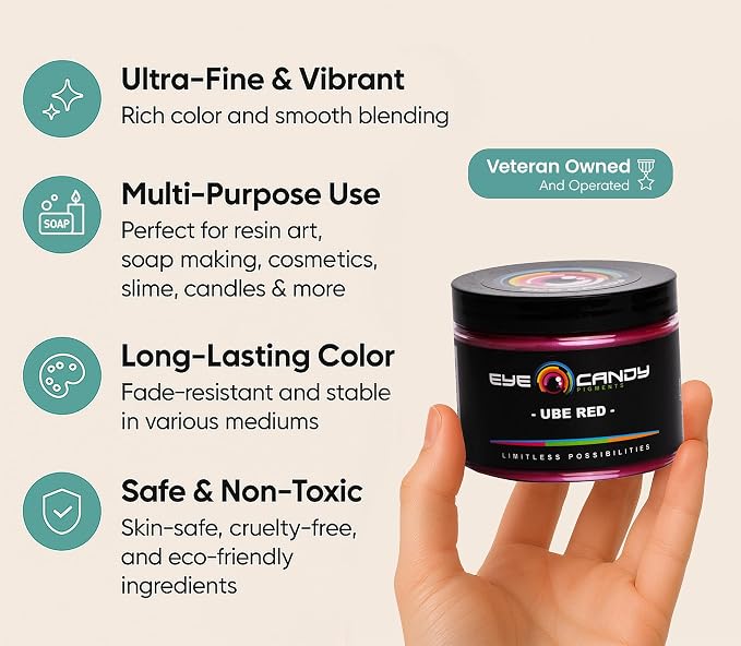 Eye Candy Pigments Premium Red Mica Powder - Image 3