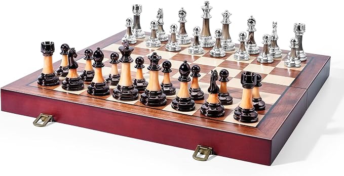 VAMSLOVE Chess Set Large 16''/42cm Folding Wooden Board - Image 7