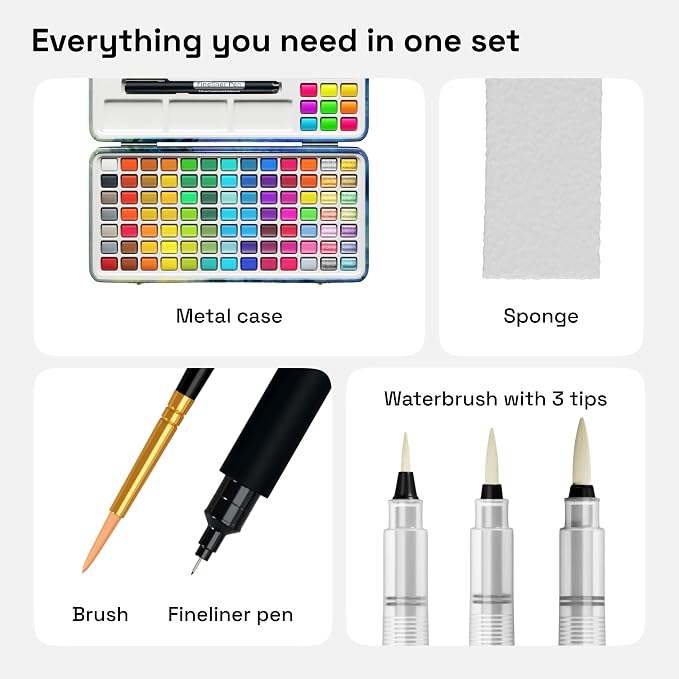 ARTISTRO Watercolor Paint Set, 100 Vivid Colors in Portable Box, Palette set - Image 2