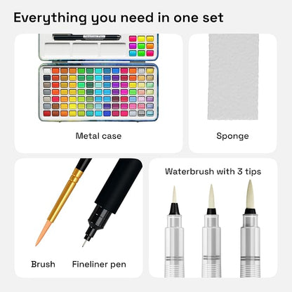 ARTISTRO Watercolor Paint Set, 100 Vivid Colors in Portable Box, Palette set - Image 2