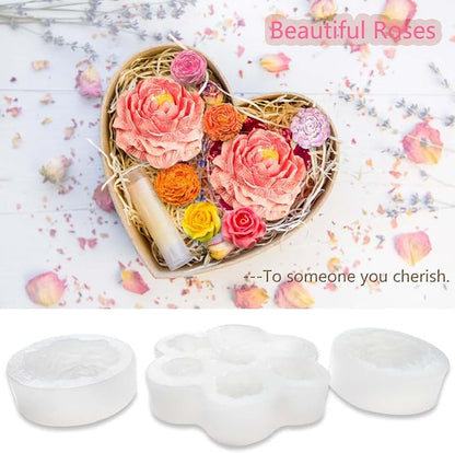 3 PCS Rose Flower Silicone Molds, Flower Candle Molds - Image 2
