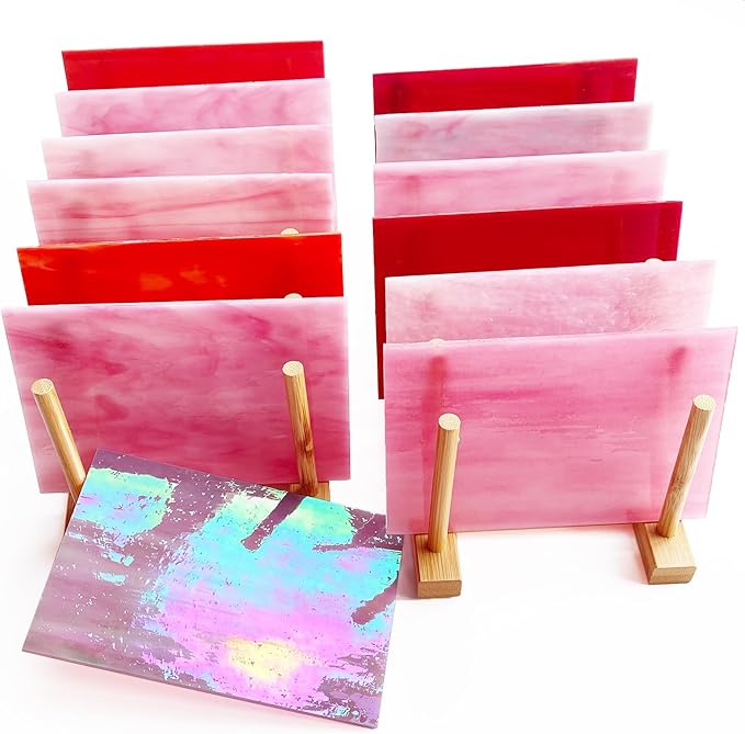 ILLUCKAI 12 Sheets Mixed Red Pink Stained Glass Sheets, 4 x 6 inch Stained - Image 6
