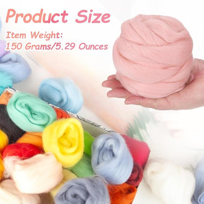 PATIKIL Wool Roving Yarn, 150G/5.3OZ Soft Felting Wool Pure Chunky Roving Yarn - Image 2