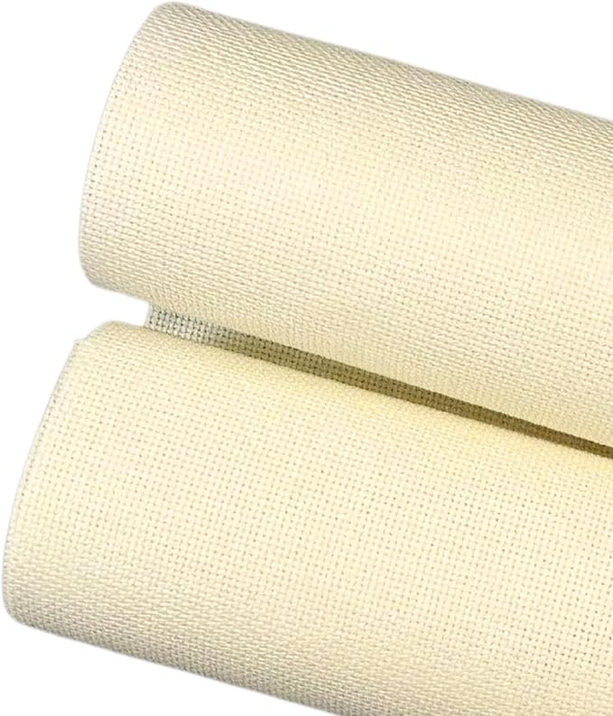 2 Sheets of Ivory 14 Count Aida Cloth – 21 x 21 Inch Pre-Cut Fabric Squares – by Unknown