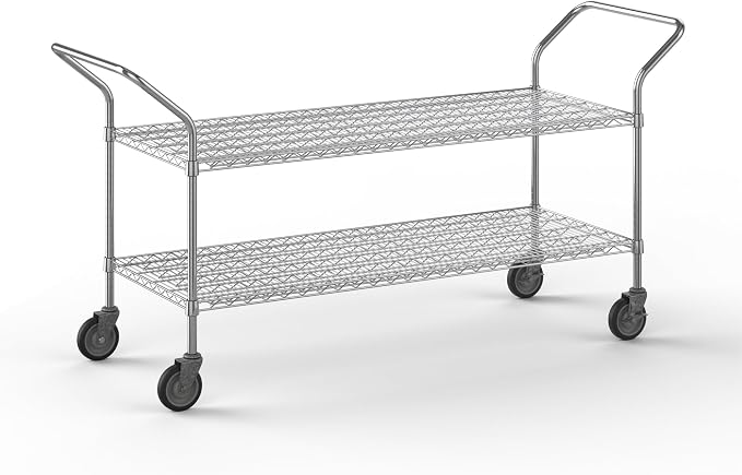 24" W x 60" L x 36" H Chrome Heavy Duty Utility Cart | 2-Tier | NSF Commercial by Regal+Altair