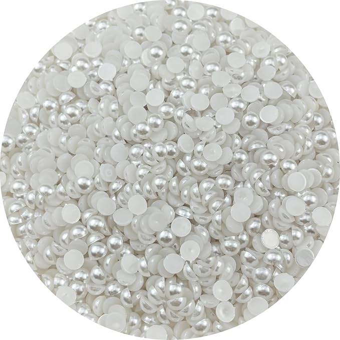 3000pcs 6mm Half Pearls for Crafts Flatback Round Half Pearl Beads for Jewelry by Unknown