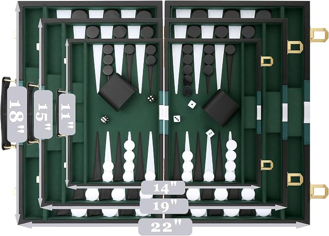 Backgammon Set - Classic Board Game - Portable Travel Strategy Backgammon Game - Image 5