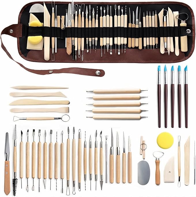Clay Tools 46PCS Pottery Tools Clay Sculpting Tools Polymer Clay Tools Kit by WALTERT+W