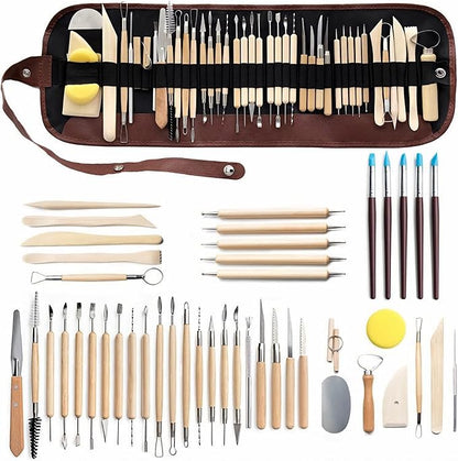 Clay Tools 46PCS Pottery Tools Clay Sculpting Tools Polymer Clay Tools Kit by WALTERT+W
