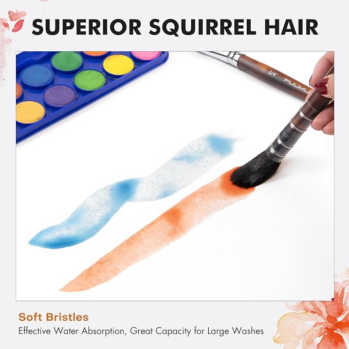 Watercolor Brushes Professional, Fuumuui 9pcs Sable Paint Brushes & Natural - Image 2