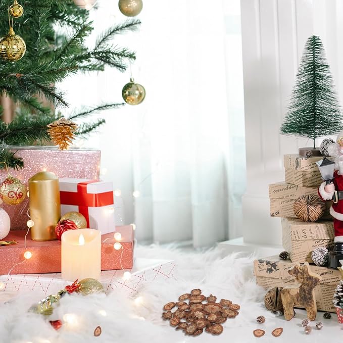 GALPADA Christmas Tree Bark Wood Slices Xmas Ornaments Mini Natural Vintage - Image 8