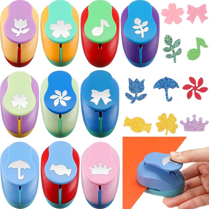 Harloon 10 Pcs Craft Hole Punch Shapes 1 Inch Paper Punch Hole Mix Shapes by Muasung
